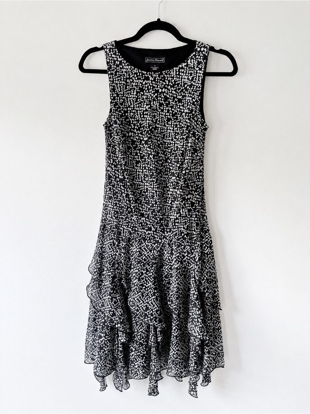 Jessica Howard Black White‎ Ruffle Whimsigoth Fairy Sleeveless Dress Size 6